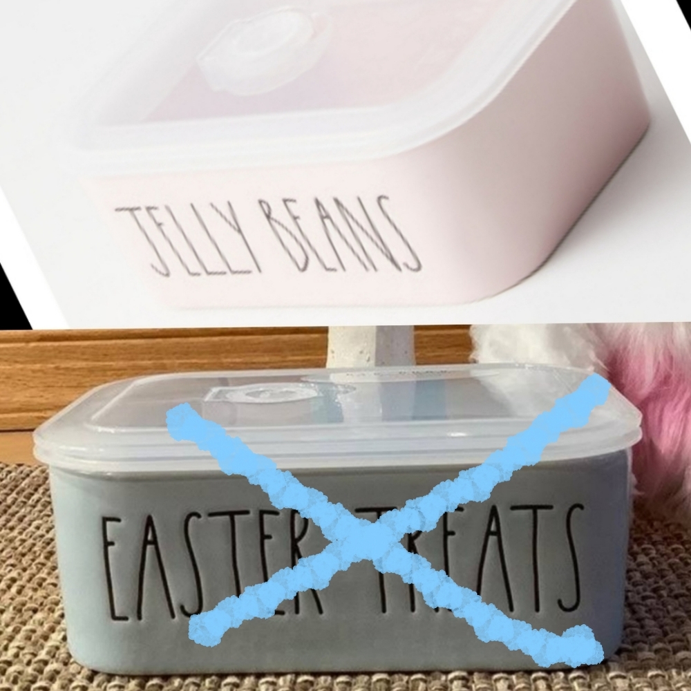 1 - RAE DUNN 5x7 Easter Treats Food Storage Bin With Lid